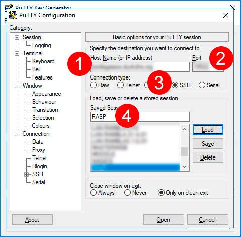 Salvaguardar la sessió SSH de Raspbian al PuTTY