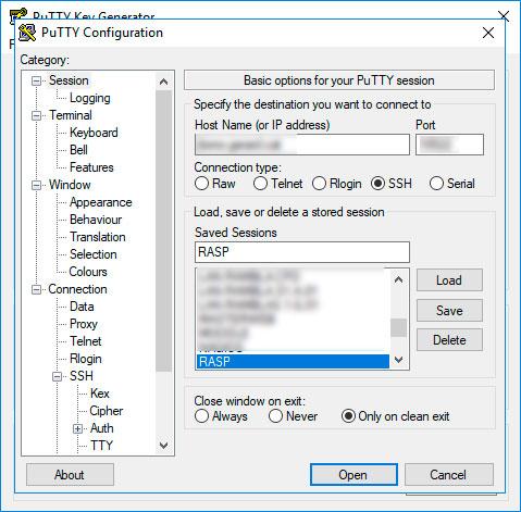 Configurar SSH al PuTTY